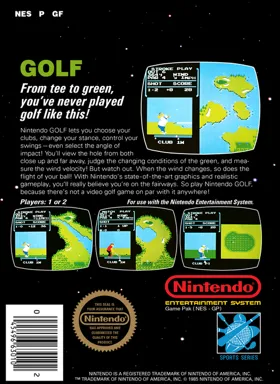 Golf (USA) box cover back